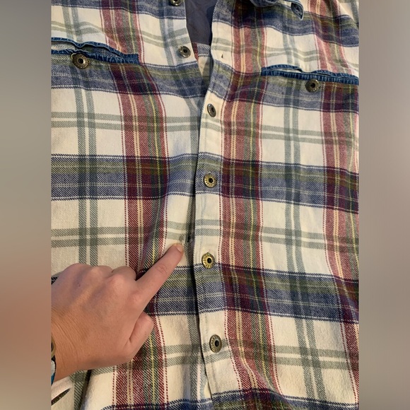 Vintage womens Flannel with Denim collar size large - Picture 6 of 10